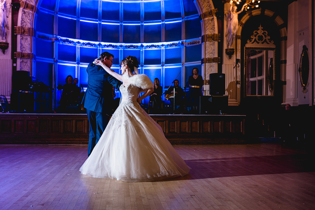 Bride and groom having first dance together
