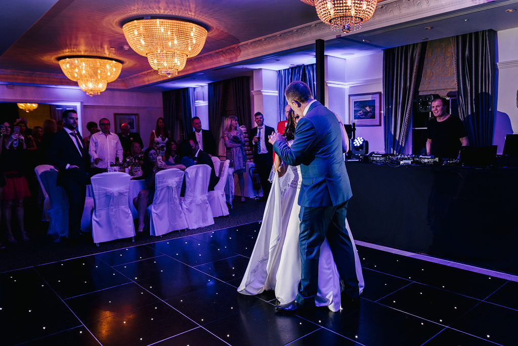 bride and groom first dance at orsett hall