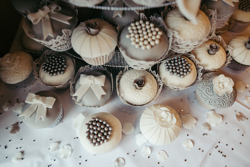 Cupcake display at Orsett Hall Hotel wedding