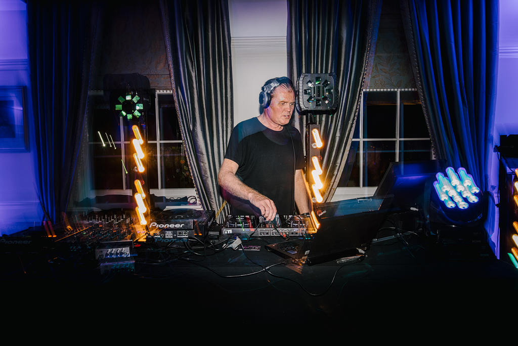 DJ playing music for wedding at Orsett Hall Hotel